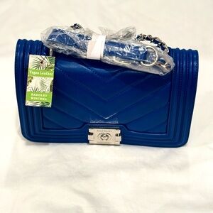 Badgley Mischka Royal Blue Quilted Crossbody Bag